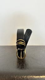 LEATHER BELT GOLD RING