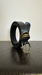 LEATHER BELT GOLD RING