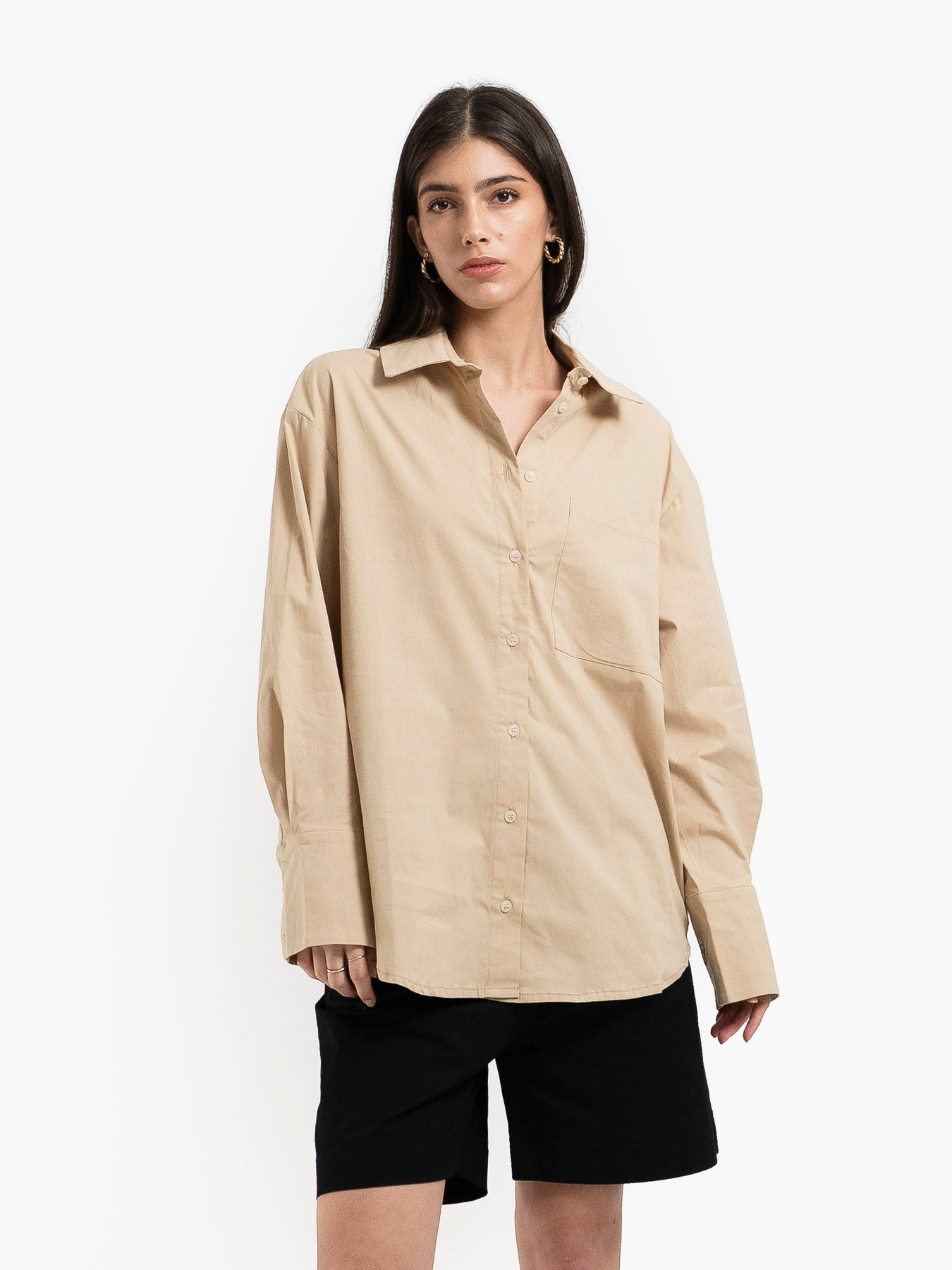 SARA BEIGE BUTTON DOWN SHIRT
