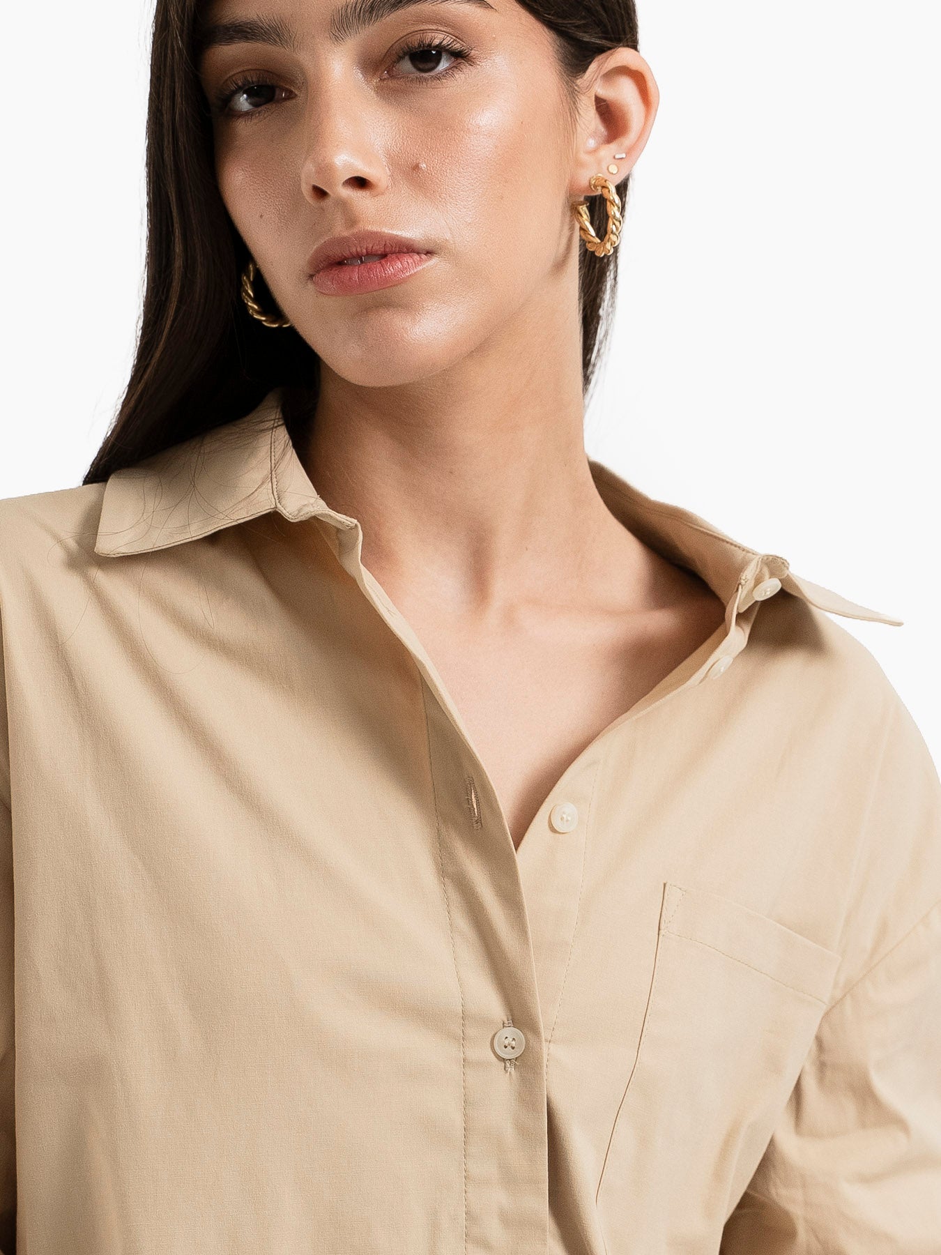 SARA BEIGE BUTTON DOWN SHIRT