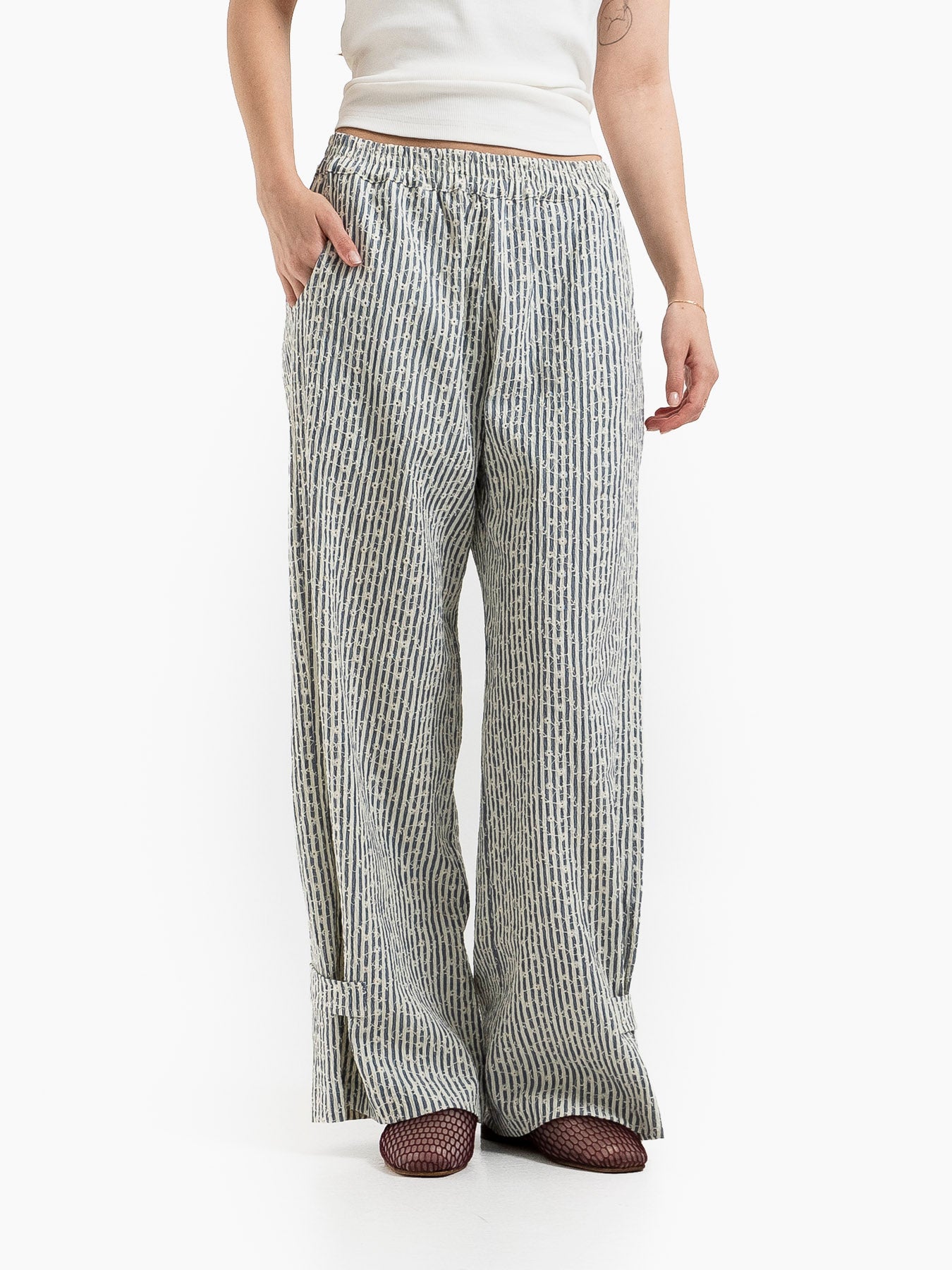 SOL STRIPES PANTS WHITE BLUE