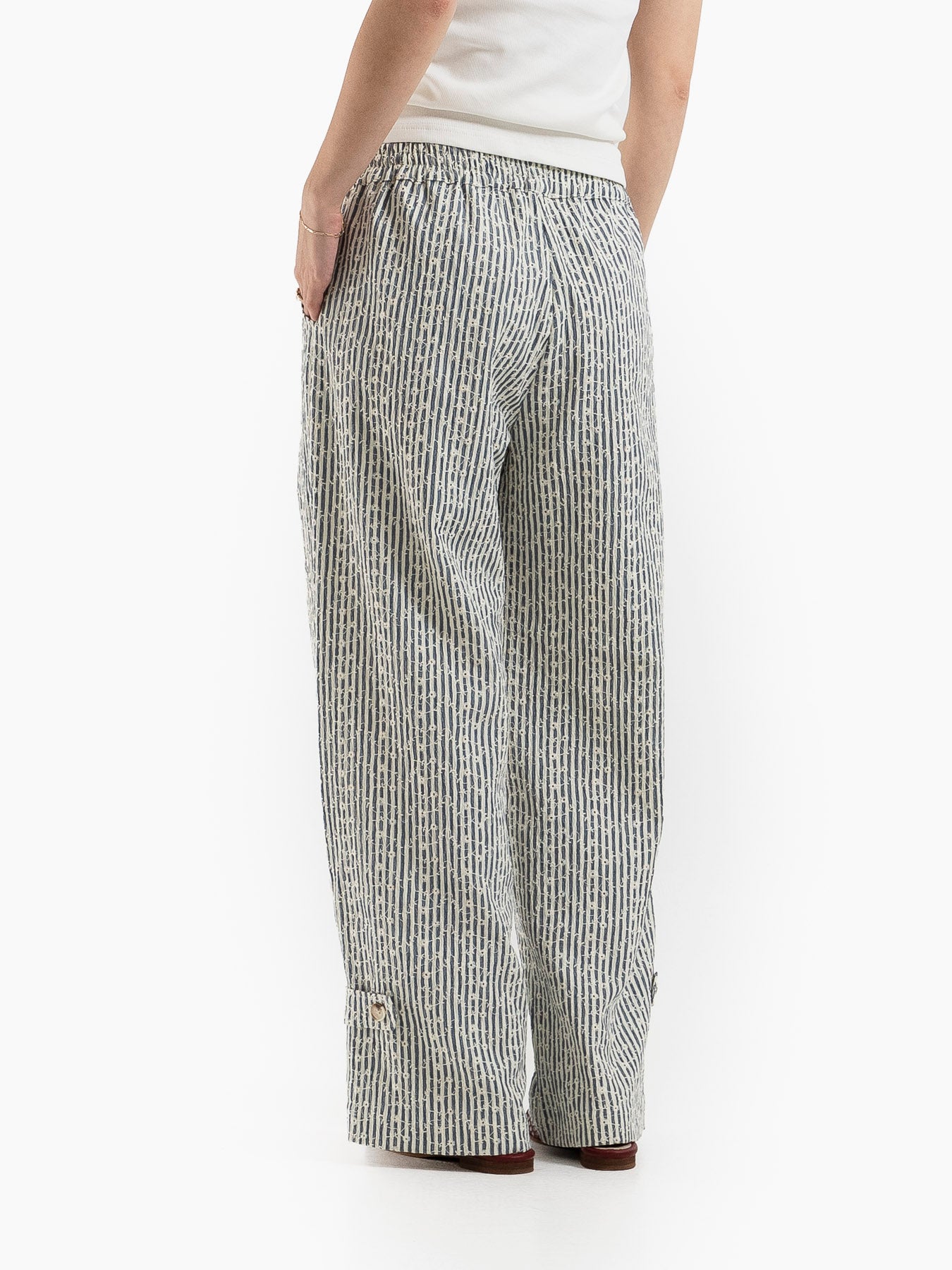 SOL STRIPES PANTS WHITE BLUE
