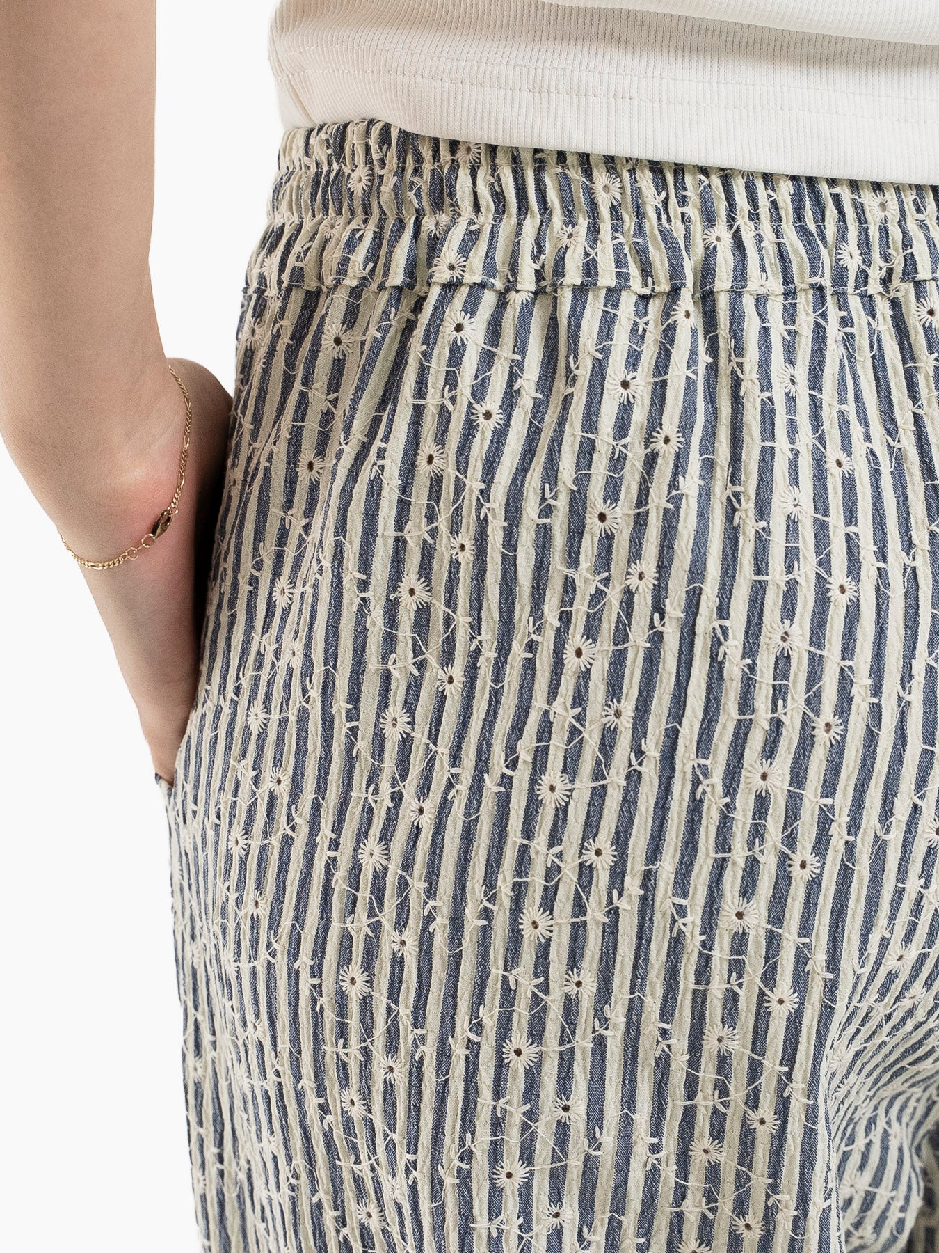 SOL STRIPES PANTS WHITE BLUE