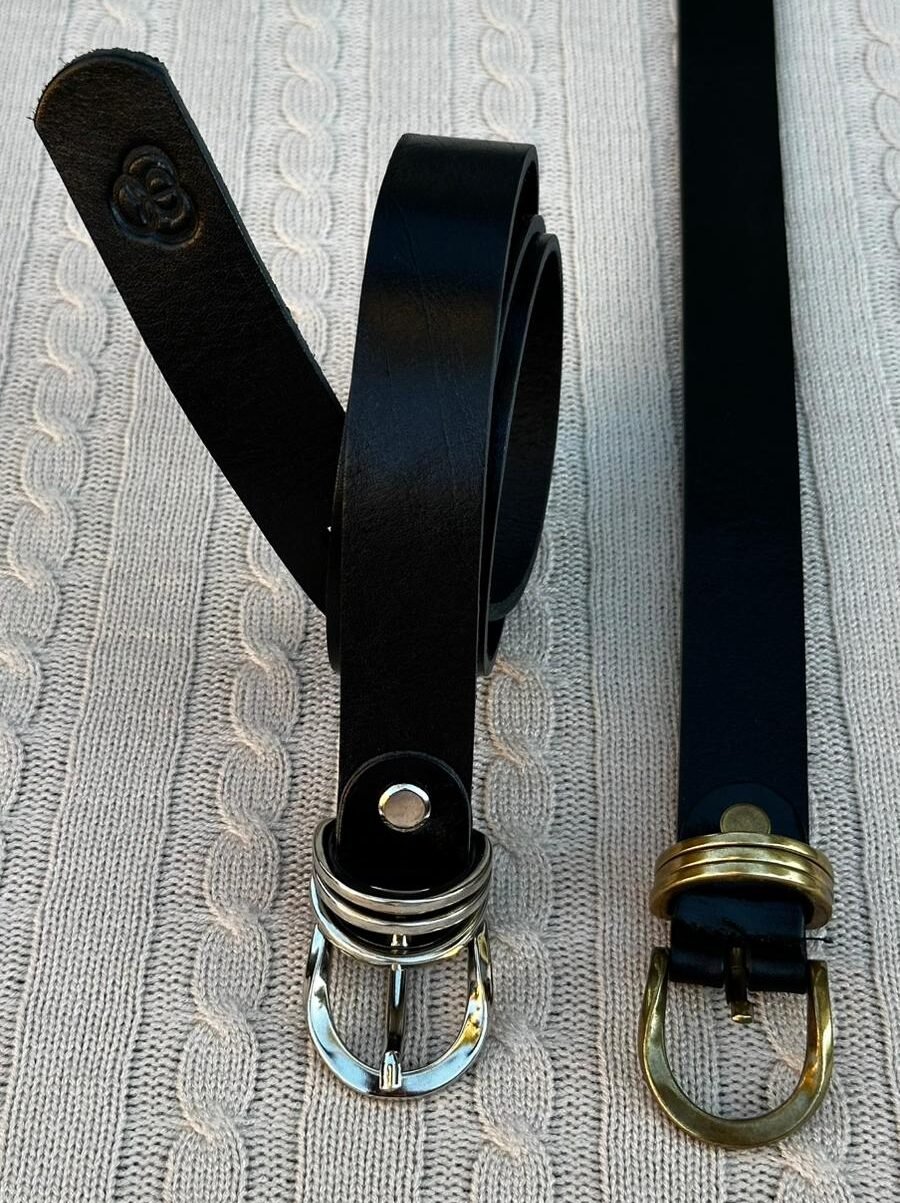 LEATHER BELT GOLD RING