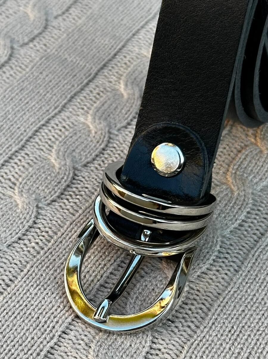 LEATHER BELT SILVER RING